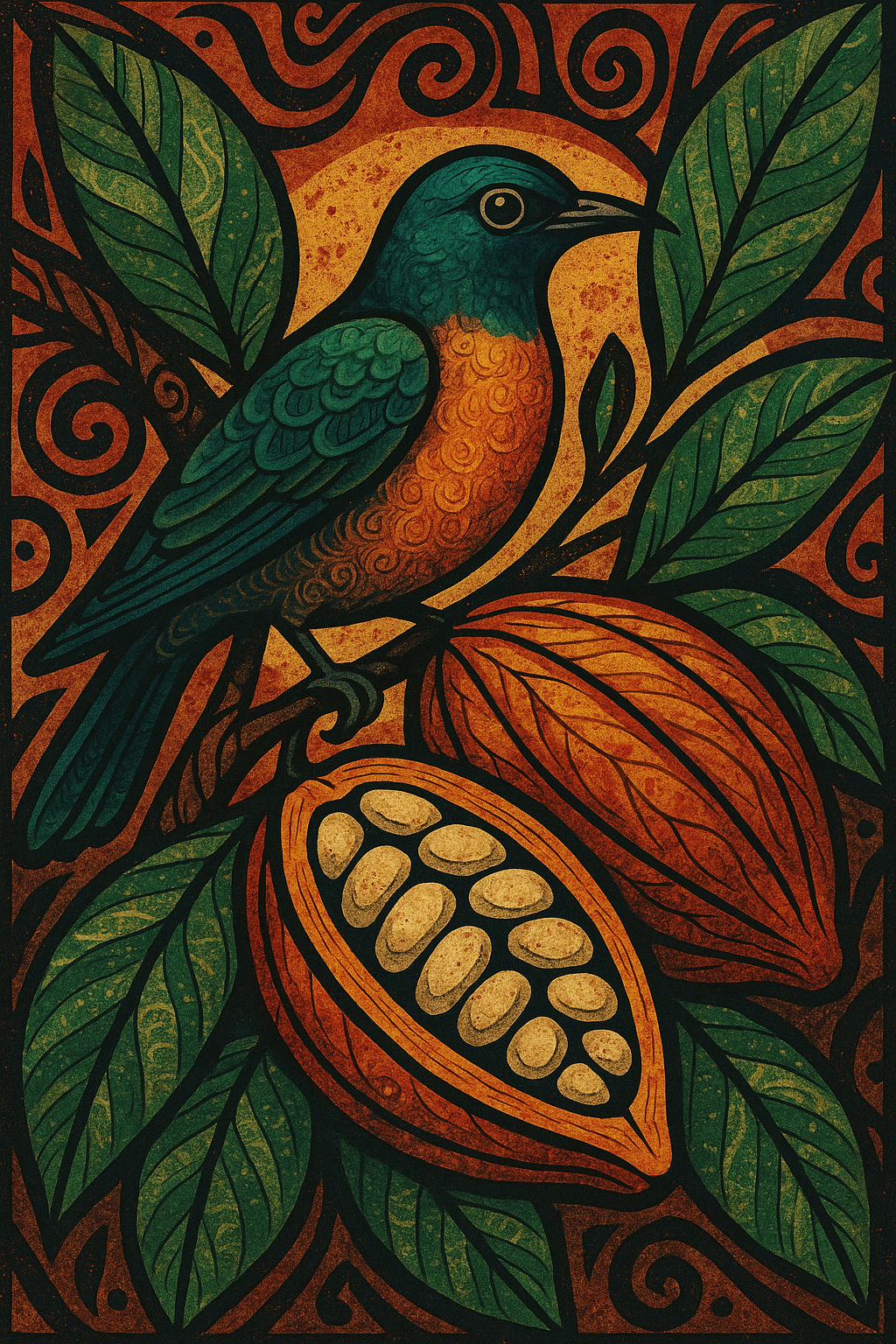 African style Painting of a tropical bird