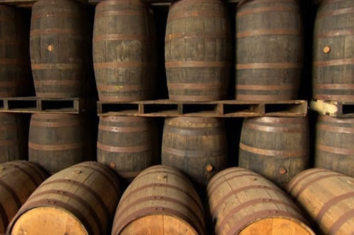 rum barrells stacked