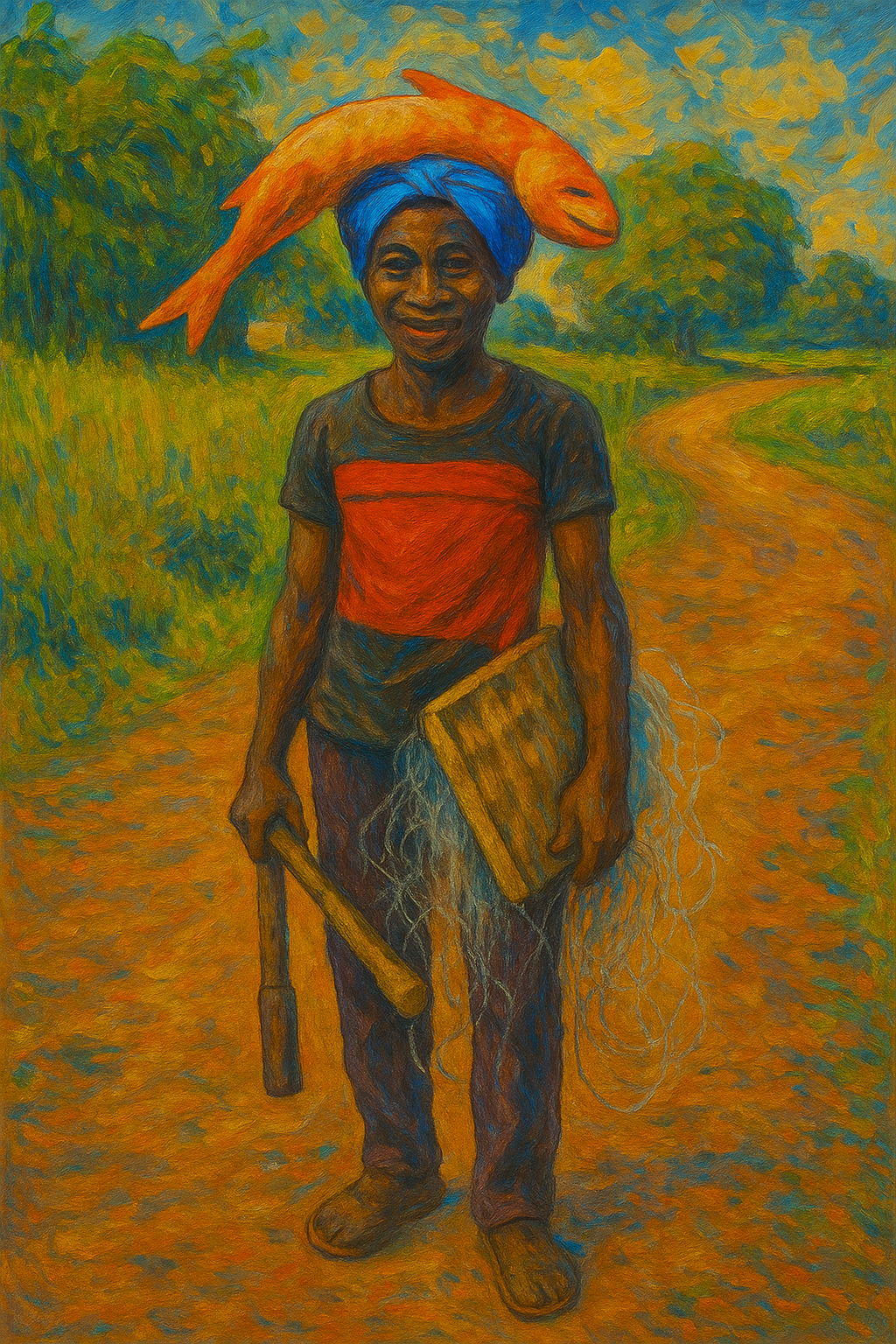 Ghanaian caring fish on Head