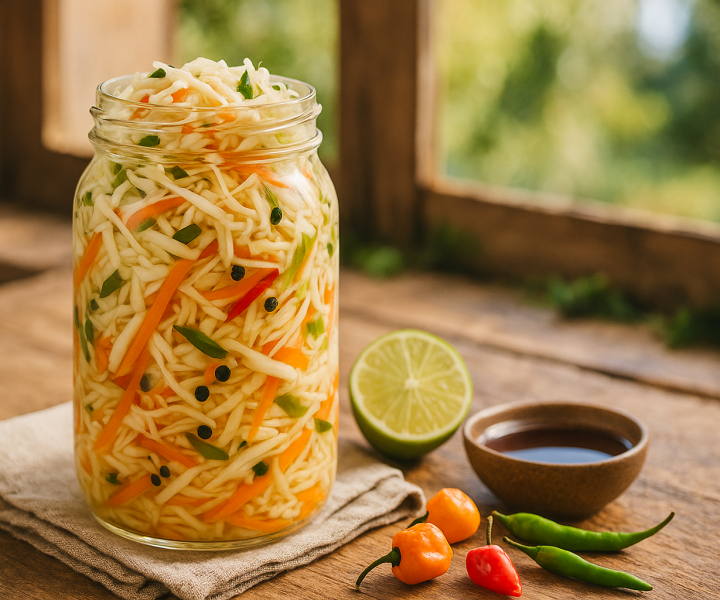 Pikliz Haitian Spicy Pickled Slaw with Cocoa Vinegar