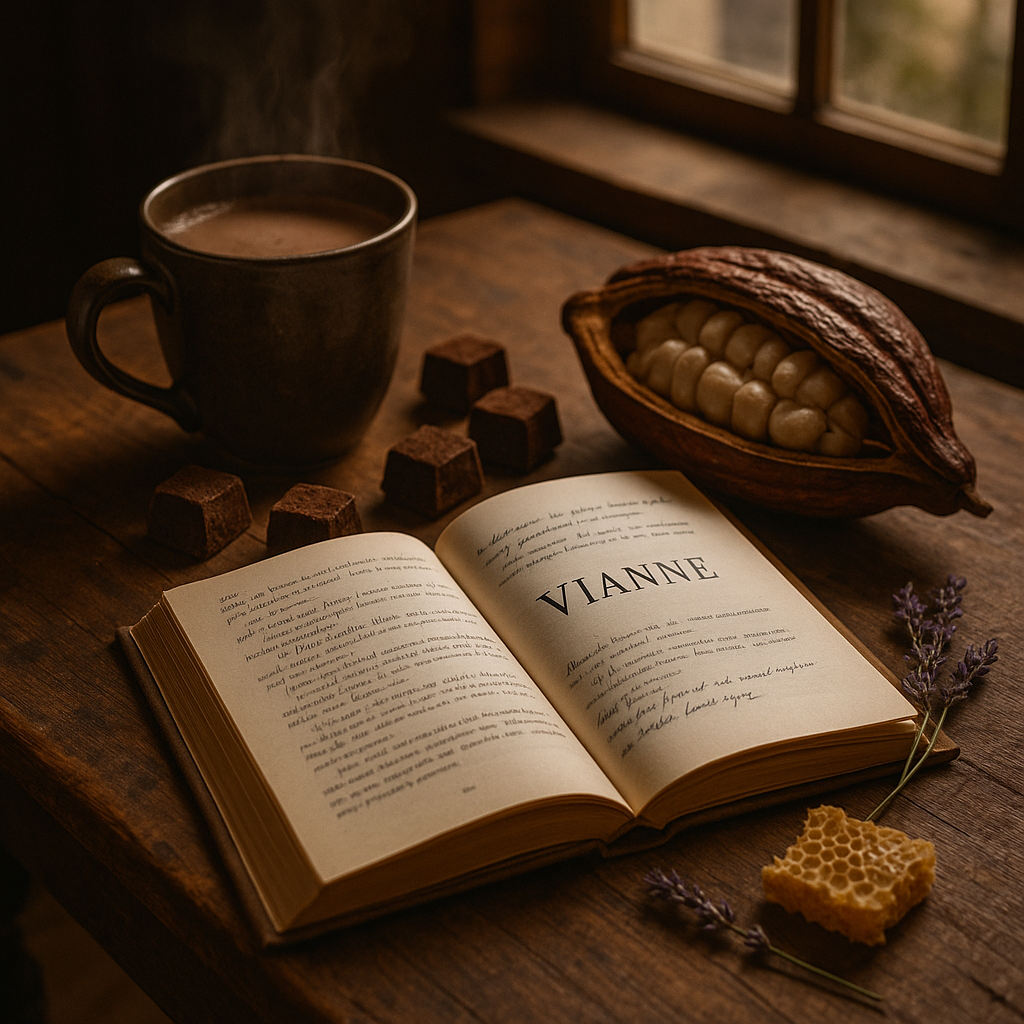 vianne book on table with chocolate